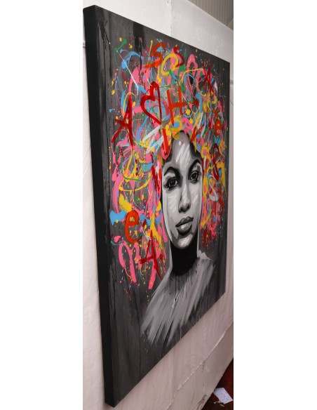 Quadro volto donna Pop cm 120x100 testata letto pop art moderno arredo