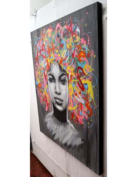 Quadro volto donna Pop cm 120x100 testata letto pop art moderno arredo