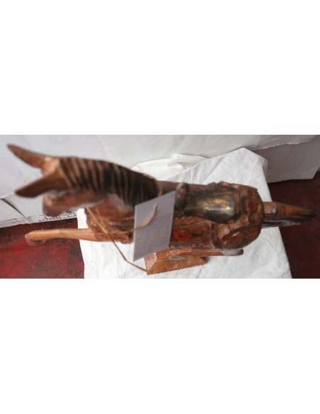 Cavallino beige marrone tipo giostra in legno cavallo creato dipinto a mano 42x10x50