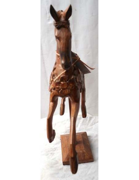 Cavallino beige marrone tipo giostra in legno cavallo creato dipinto a mano 42x10x50