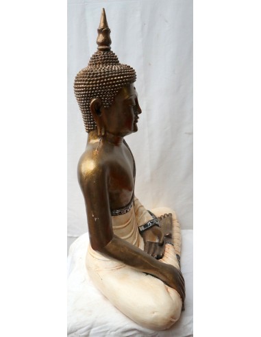 Buddha Thai in resina colorata veste bianca...