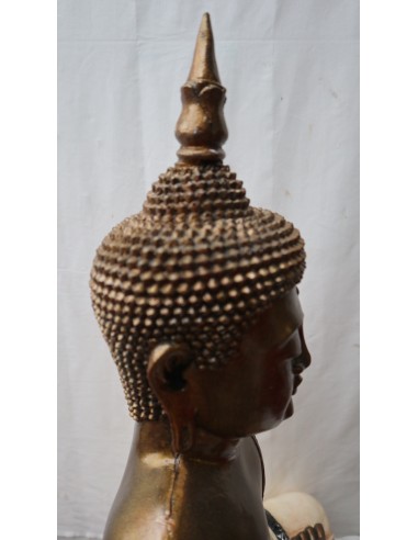 Buddha Thai in resina colorata veste bianca...