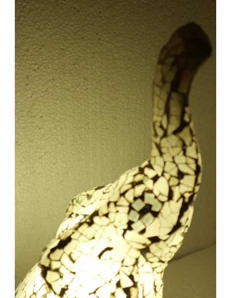 Lampada abatjour Elefante cm 12x10x30h in resina e mosaico bianco da tavolo