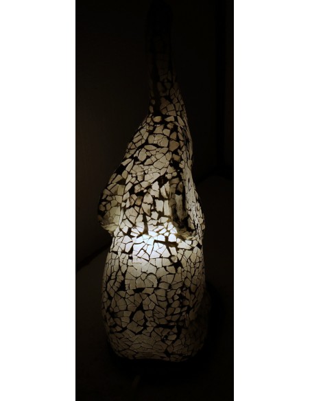 Lampada abatjour Elefante cm 12x10x30h in resina e mosaico bianco da tavolo