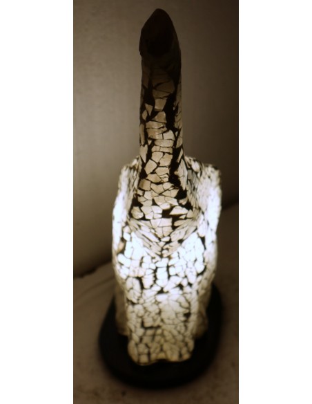 Lampada abatjour Elefante cm 12x10x30h in resina e mosaico bianco da tavolo