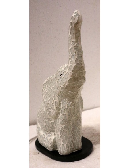 Lampada abatjour Elefante cm 12x10x30h in resina e mosaico bianco da tavolo