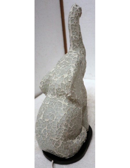 Lampada abatjour Elefante cm 12x10x30h in resina e mosaico bianco da tavolo