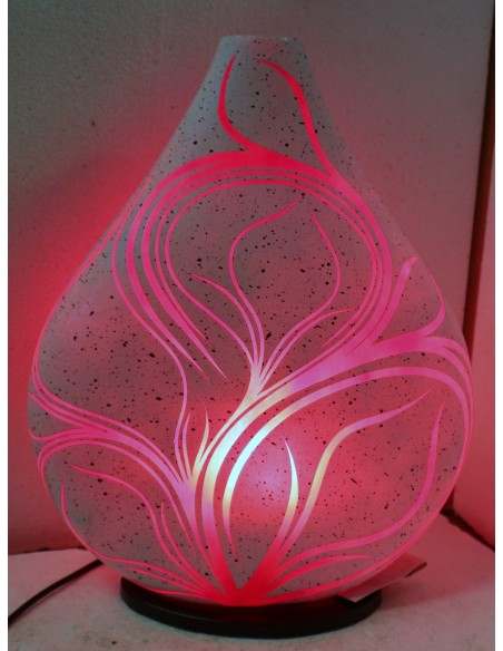 Lampada da tavolo abatjour in resina a bottiglia dipinta a mano bianca e rossa cm 35x10x44h