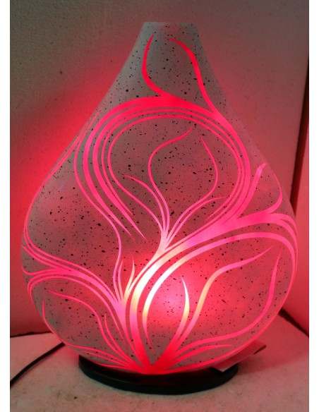 Lampada da tavolo abatjour in resina a bottiglia dipinta a mano bianca e rossa cm 35x10x44h