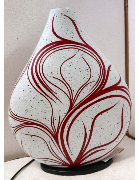 Lampada da tavolo abatjour in resina a bottiglia dipinta a mano bianca e rossa cm 35x10x44h