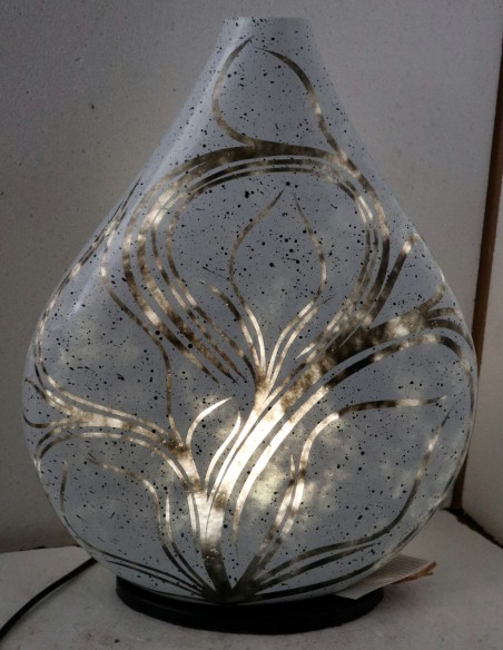 Lampada da tavolo abatjour in resina a bottiglia dipinta a mano bianca e nera cm 35x10x44h