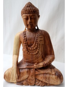 Buddha in legno di suar o noce indiano scultura color...