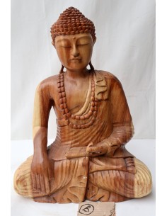 Buddha in legno di suar o noce indiano scultura color... 2