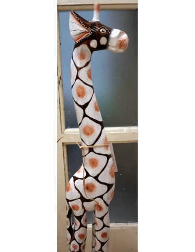 Giraffa in legno maculata bianco gialla e...