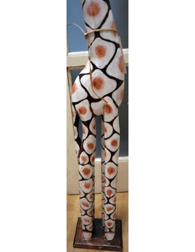 Giraffa in legno maculata bianco gialla e...