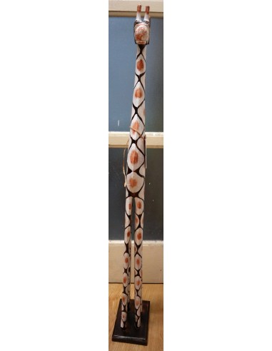 Giraffa in legno maculata bianco gialla e...