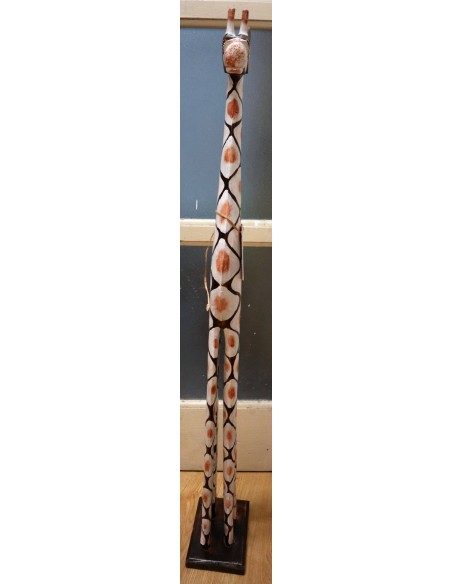 Giraffa in legno maculata bianco gialla e marrone cm 100 creata dipinta a mano