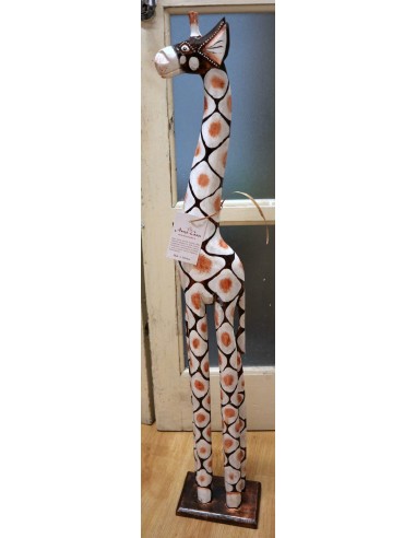 Giraffa in legno maculata bianco gialla e...