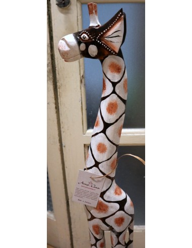 Giraffa in legno maculata bianco gialla e...