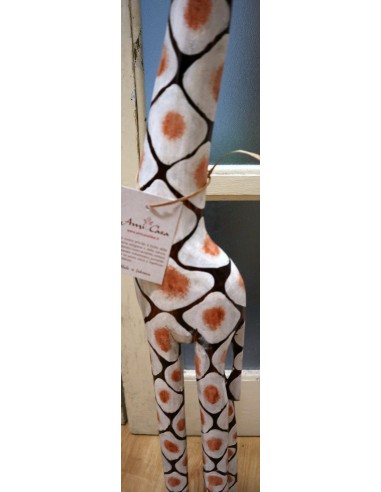 Giraffa in legno maculata bianco gialla e...