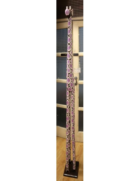 Giraffa in legno maculata bianco viola cm 200 creata dipinta a mano