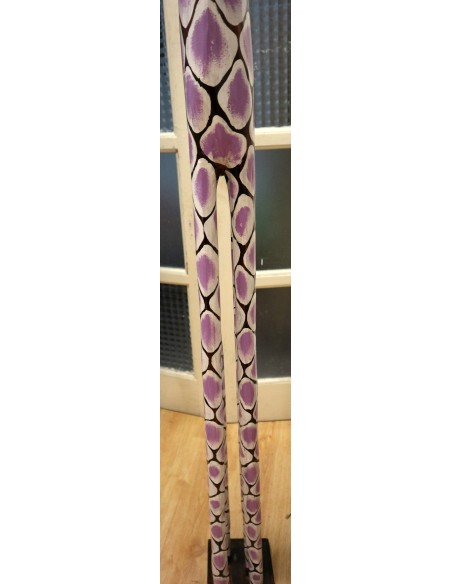 Giraffa in legno maculata bianco viola cm 200 creata dipinta a mano