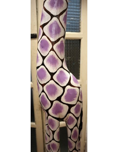 Giraffa in legno maculata bianco viola cm 200...