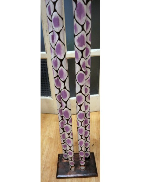 Giraffa in legno maculata bianco viola cm 200 creata dipinta a mano