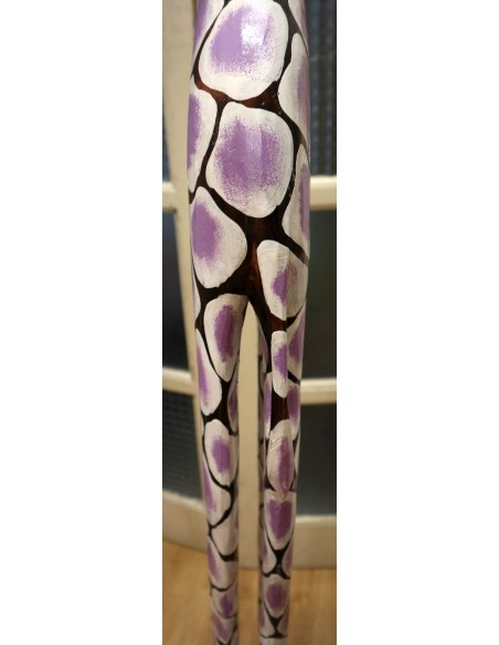 Giraffa in legno maculata bianco viola cm 200 creata dipinta a mano