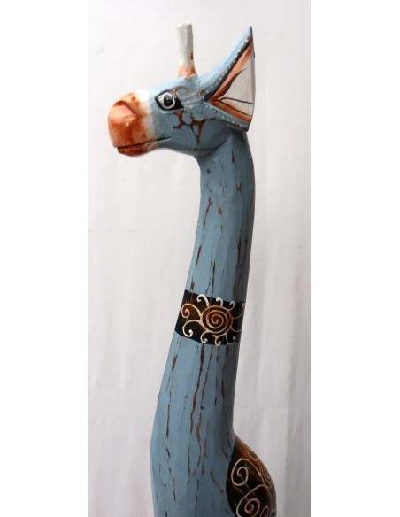Giraffa in legno turchese cm 100 creata dipinta a mano