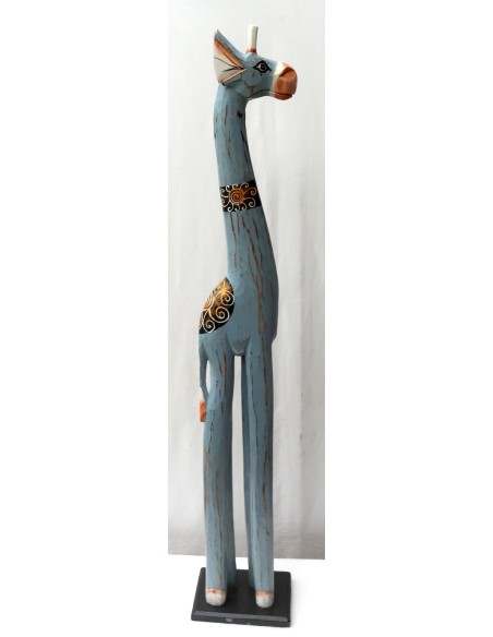 Giraffa in legno turchese cm 100 creata dipinta a mano