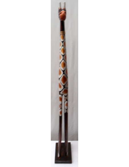 Giraffa in legno maculata bianco gialla e marrone cm 100 creata dipinta a mano