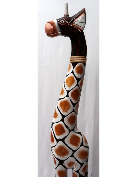 Giraffa in legno maculata bianco gialla e marrone cm 100 creata dipinta a mano