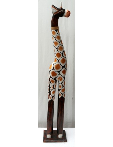 Giraffa in legno maculata bianco gialla e...