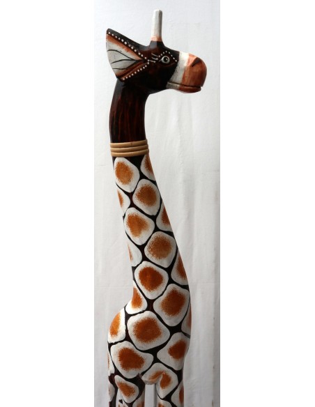 Giraffa in legno maculata bianco gialla e marrone cm 100 creata dipinta a mano