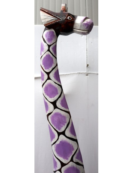 Giraffa in legno maculata bianco viola cm 150 creata dipinta a mano