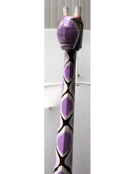 Giraffa in legno maculata bianco viola cm 150 creata dipinta a mano