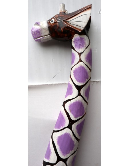 Giraffa in legno maculata bianco viola cm 150 creata dipinta a mano