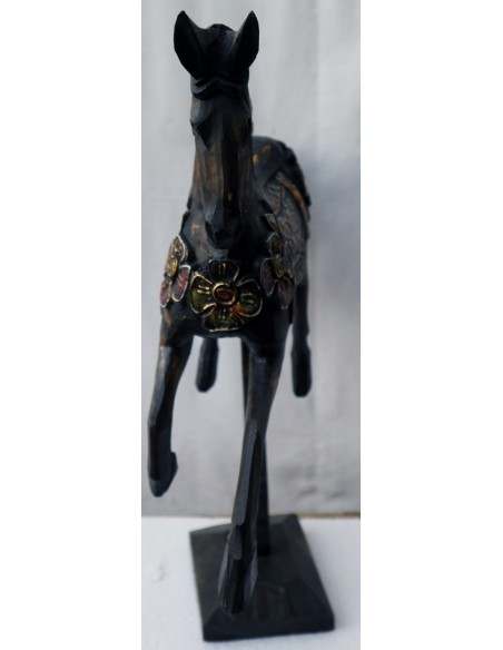 Cavallino beige nero venghè tipo giostra in legno cavallo creato dipinto a mano 42x10x50