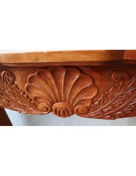 Cornice per camino in legno di mogano massello lavorata a mano cm 124x30x110h con base