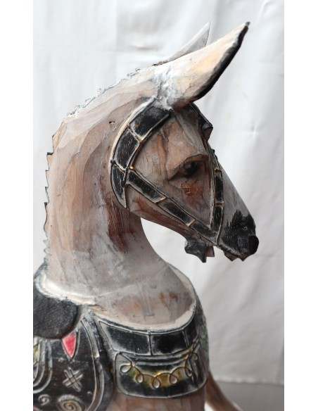Cavallino a dondolo in legno cavallo creato dipinto a mano bianco 53x15x63h