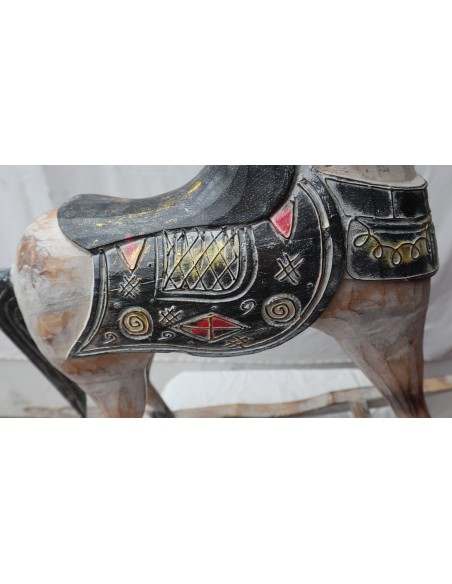 Cavallino a dondolo in legno cavallo creato dipinto a mano bianco 53x15x63h