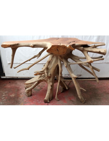 Consolle in radice di teak massello cm 121x45x78h root ingresso industrial