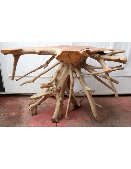 Consolle in radice di teak massello cm 121x45x78h root ingresso industrial