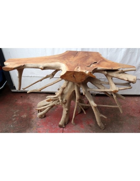 Consolle in radice di teak massello cm 121x45x78h root ingresso industrial