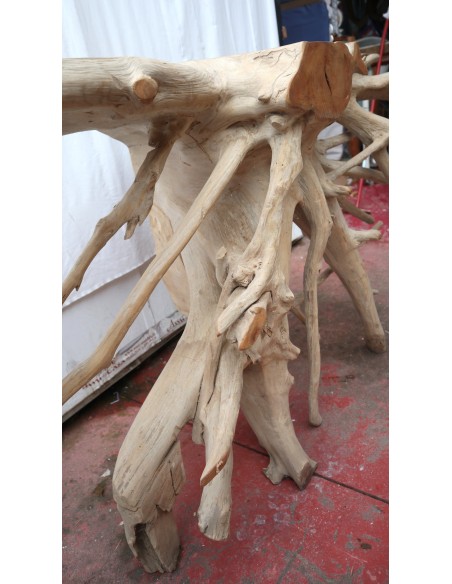 Consolle in radice di teak massello cm 121x45x78h root ingresso industrial