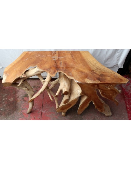 Consolle in radice di teak massello cm 128x47x82h root ingresso industrial