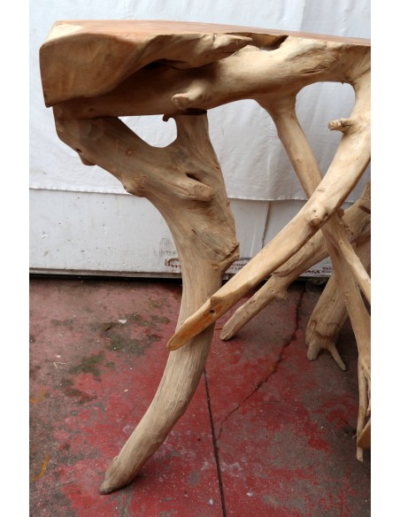 Consolle in radice di teak massello cm 128x47x82h root ingresso industrial