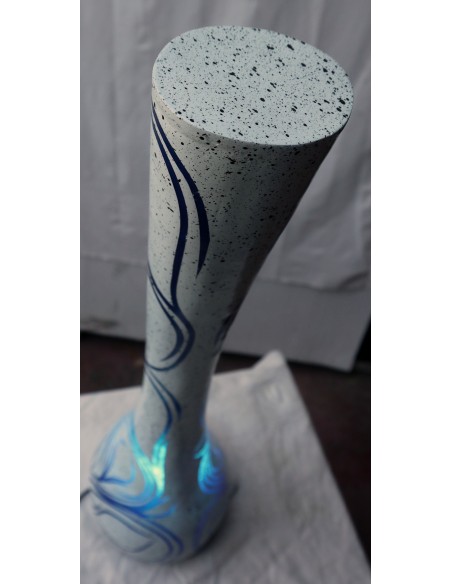 Lampada da tavolo abatjour in resina a bottiglia dipinta a mano bianca grigia interno blu cm 20x20x67h