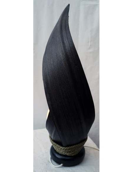 Lampada abatjour in foglie di cocco marrone palla di cotone a sfera bianca cm 13x13x52h